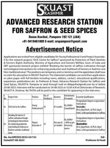 SKUAST Recruitment Notification 2023, check vacancy, last date 1 SKUAST Recruitment Notification 2023, check vacancy, last date