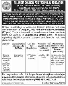 AICTE PMSSS 2023 Scholarship, Last Date, Eligibility, Application process 1 AICTE PMSSS 2023 Scholarship, Last Date, Eligibility, Application process