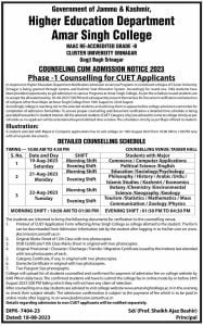 Amar Singh College Counseling Cum Admission Notice 2023 1 Amar Singh College Counseling Cum Admission Notice 2023