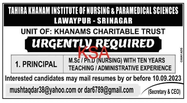 Tahira Khanam Institute Of Nursing & Paramedical Sciences Jobs Recruitment 2023, check details