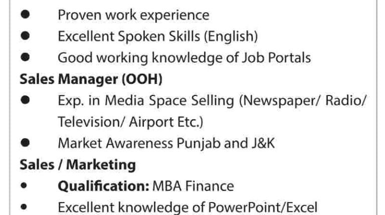 Sales/Marketing, HR Executive, Manager Jobs Recruitment 2023