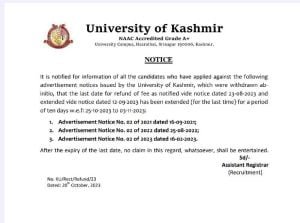 Kashmir University Advertisement Notification 2023
