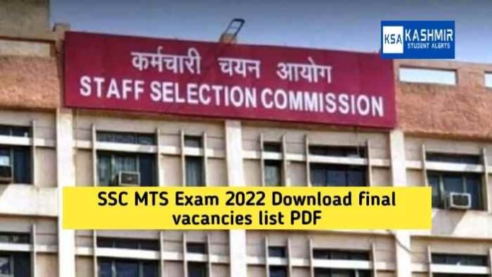 12523 posts, SSC MTS Exam 2022 Download final vacancies list PDF