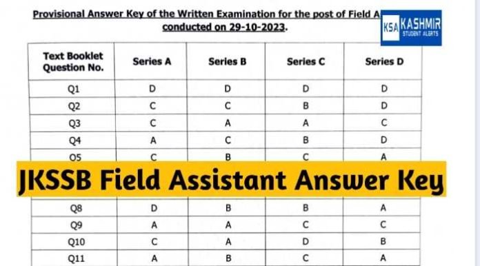 JKSSB Field Assistant Answer Key Download PDF