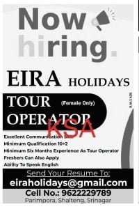EIRA HOLIDAYS Jobs Recruitment 2023, check qualification