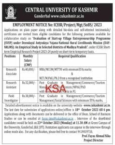 Central University Of Kashmir Recruitment 2023, check details here 1 Central University Of Kashmir Recruitment 2023