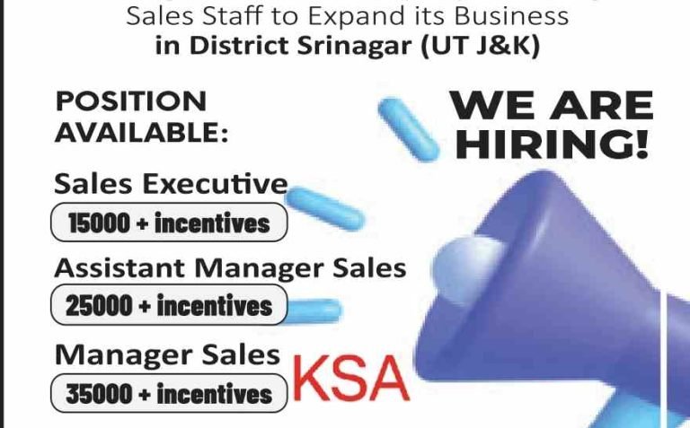 Sales Executive/Assistant Manager Jobs In Srinagar, check Qualification, Salary 35000