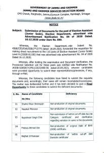 JKSSB Submission of Documents for the post of Election Assistant 1 JKSSB Submission of Documents for the post of Election Assistant