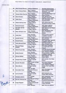 Transfer and Postings of Associate/Assistant Professors