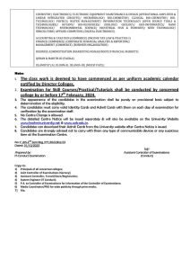 KU 3rd Semester Date Sheet Regular/Fresh Private candidates