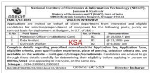 NIELIT Recruitment 2023 for Data Analyst, Protection Officer, Outreach Worker posts