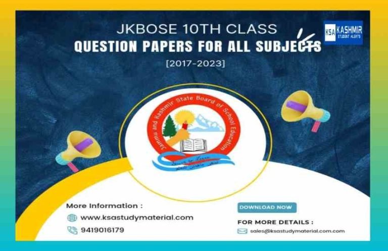 JKBOSE 10th Class Old Question Papers PDF Jammu Kashmir Ladakh