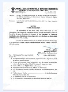 JKPSC Assistant Professor Posts Exam Dates Rescheduled, check new dates here