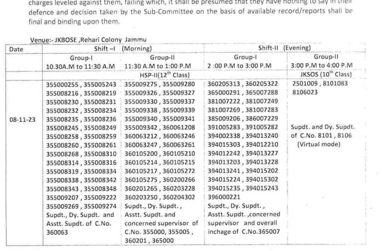 JKBOSE 10th 12th Important Unfair means/Misconduct Notification 
