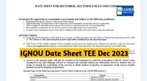 IGNOU Date Sheet TEE Dec 2023 