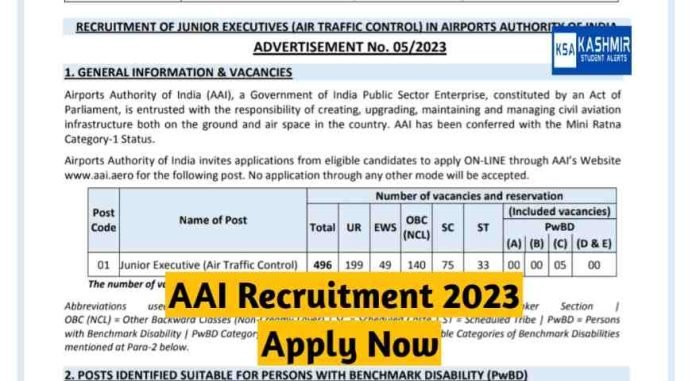 AAI Recruitment 2023 for 496 posts