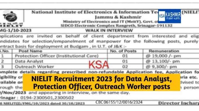 NIELIT Recruitment 2023 for Data Analyst, Protection Officer, Outreach Worker posts