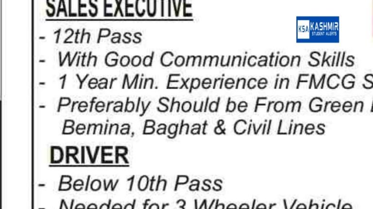 Sales Executive & Driver Jobs Recruitment 2023