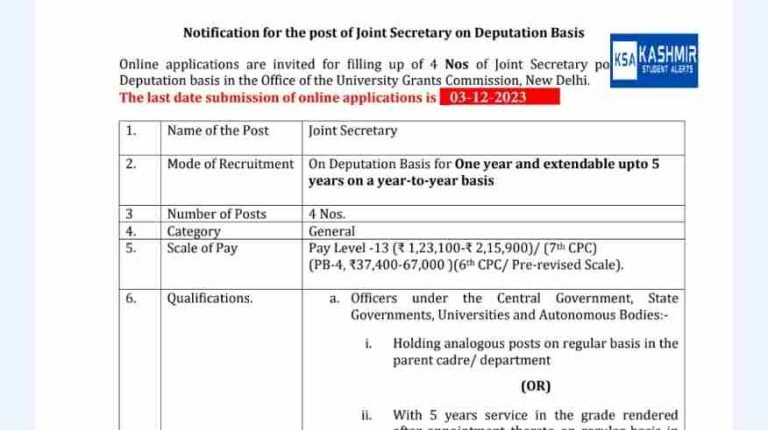 UGC Recruitment 2023 for Joint Secretary posts, check eligibility, last date