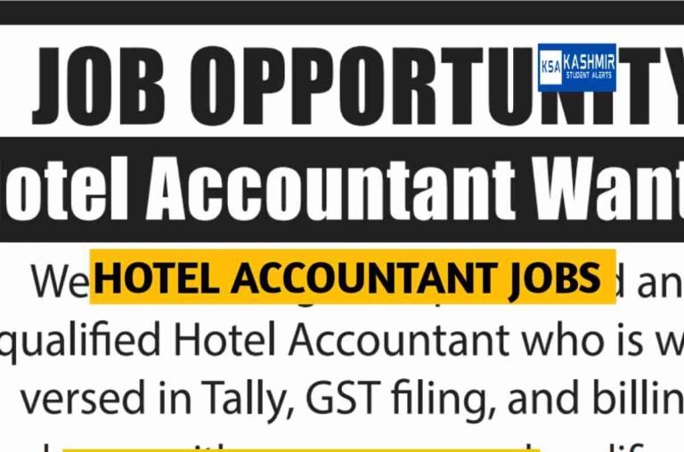Hotel Accountant jobs in Srinagar Apply now
