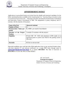 IUST Research Assistant Recruitment
