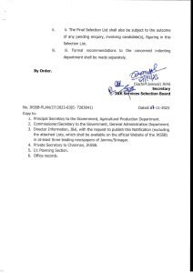 JKSSB Final selection List Inspector Fisheries/Farm Manager/Equivalent Posts