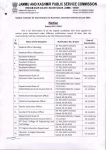 JKSSB Exam Calendar 2023-24 Released Download Pdf @jkssb.nic.in