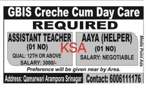 Aaya Helper and Assistant Teacher