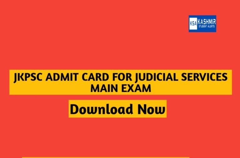 JKPSC Download Admit Card for Judicial Services Main Examination, Direct link here