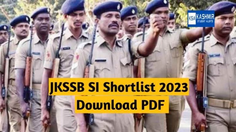 JKSSB SI Shortlist 2023 Download PDF @jkssb.nic.in