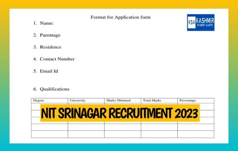 NIT Srinagar Recruitment 2023 for Research Assistant and Field Investigator posts