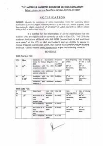 JKBOSE Announces Schedule for 10th, 11th and 12th Annual Exam Forms Submission 1 JKBOSE 10th 11th 12th Exam