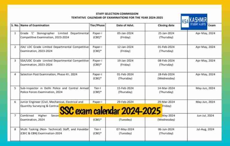 SSC Exam Calendar 2024-2025 Announced Download PDF, Direct Link @ssc.nic.in