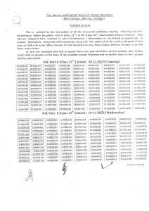 Unfair means/ Misconduct JKBOSE 10th 12th Important Notification 