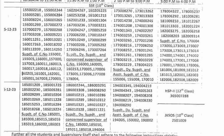 JKBOSE 10th 12th Unfair means/Misbehavior Notification Private/Bi-Annual 2023