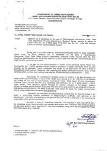 JKSSB Selection list of candidates for the post of "Sub-Inspector, Commercial Taxes 1 JKSSB Sub Inspector Selection list