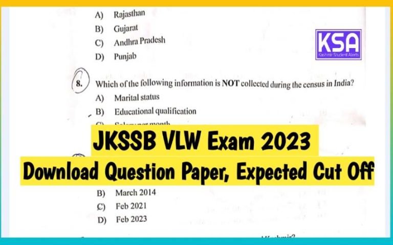 JKSSB VLW Exam 2023 Download Question Paper, Expected Cut Off