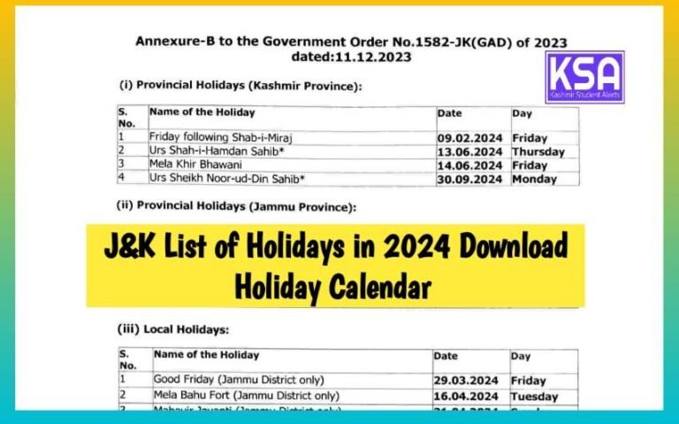 List of Holidays in 2024 Jammu Kashmir Holidays Calendar 2024