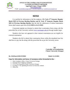 Cluster University Srinagar Notice 
