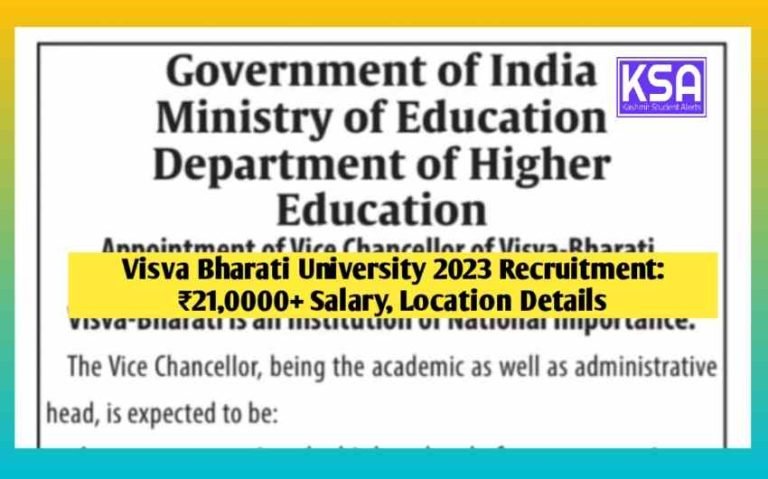 Visva Bharati University Recruitment 2023, Vice Chancellor Vacancy, Salary 210000