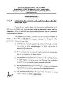 JKSSB Social welfare Recruitment 2023
