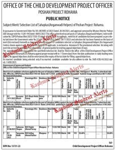 8th Pass Anganwadi Helpers Recruitment