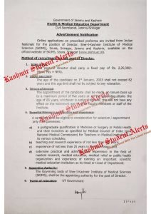 SKIMS Director Position Available – Salary Rs 2,25,000, Application Form, Last Date
