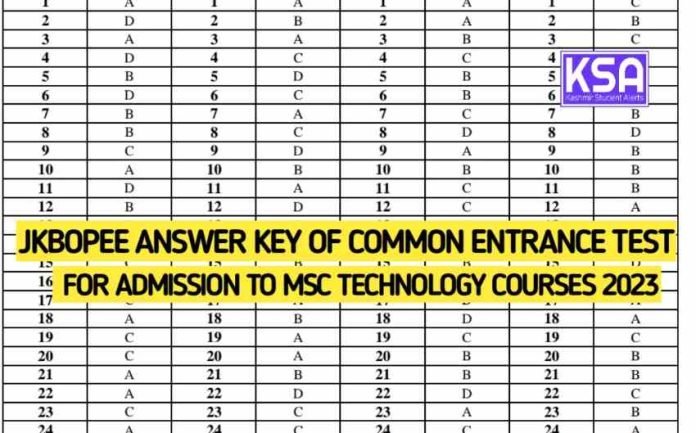 JKBOPEE Msc Technology Answer Key