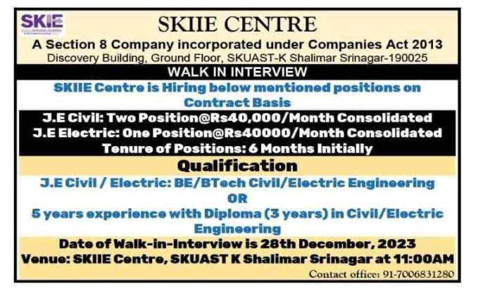 SKIIE CENTRE Job Recruitment