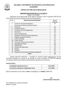 IUST Ph.D. Admission 2023-24: Applications Invited for Full-time and Part-time Programs