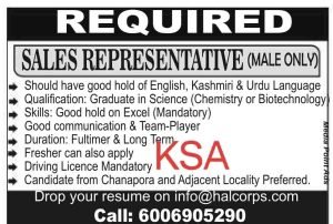 Sales Representative Position Available