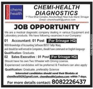 Chemi-Health Diagnostics Jobs Recruitment 2023 Apply for various vacancies 