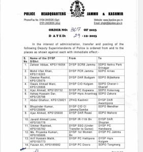 Transfers and Postings of Several DySp's, read details here