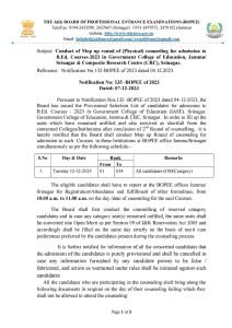 JKBOPEE B.Ed Course Admission